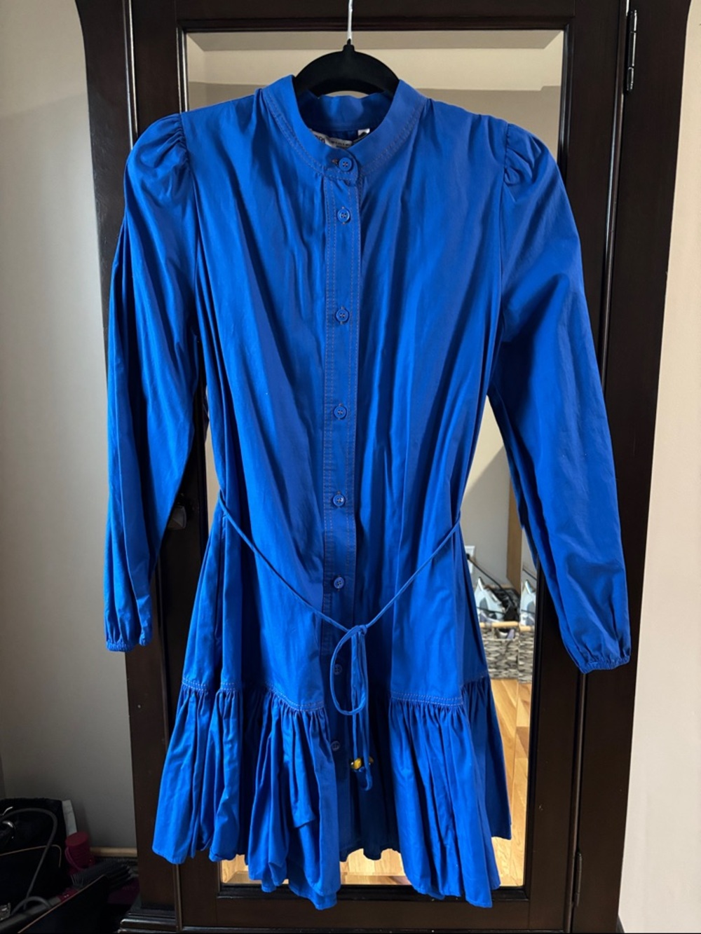 Zara Royal Blue Long Sleeve Button Front Dress